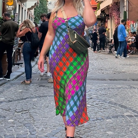 RIXO XL US12 Holly rainbow multicolor check print dress - Picture 11 of 16